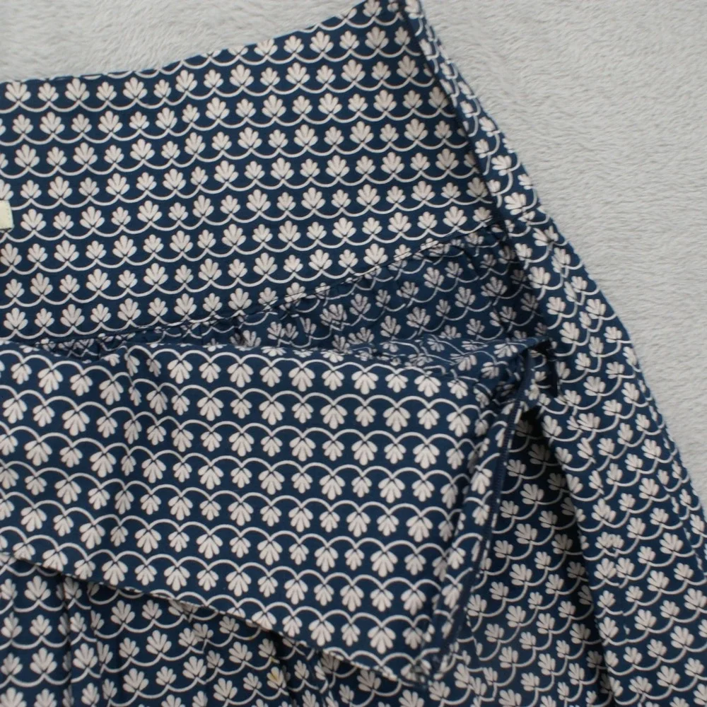 St. Johns Bay Blue White Paisley Sequin Cotton A-Line Skirt Women Size 16 Boho